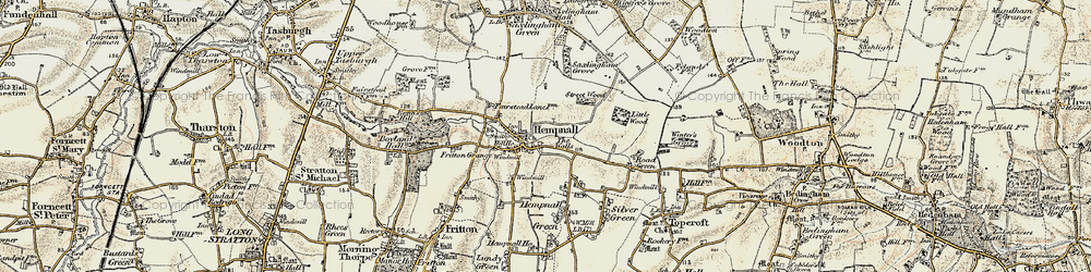 Old map of Hempnall in 1901-1902