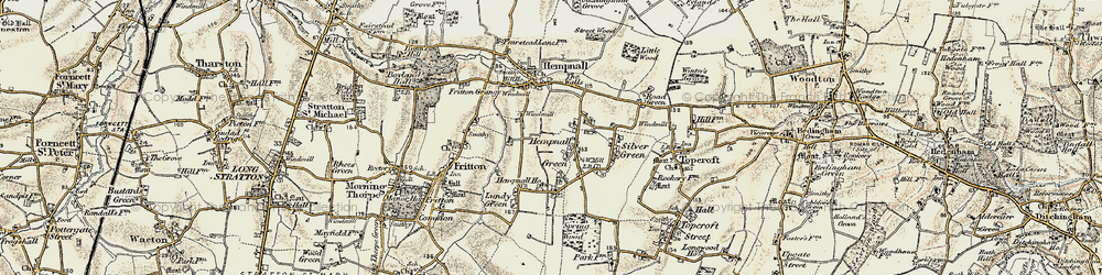 Old map of Hempnall Green in 1901-1902
