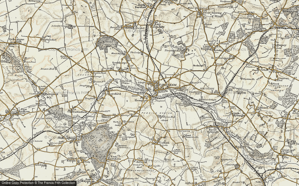 Old Map of Historic Map covering Pudding Norton in 1901-1902