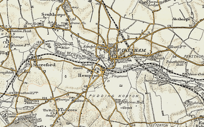 Old map of Pudding Norton in 1901-1902