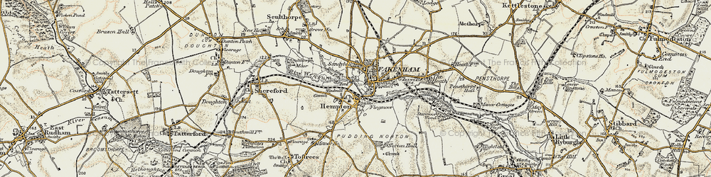 Old map of Pudding Norton in 1901-1902