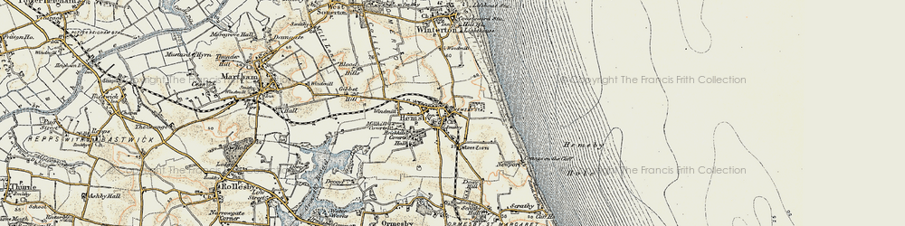 Old map of Hemsby in 1901-1902