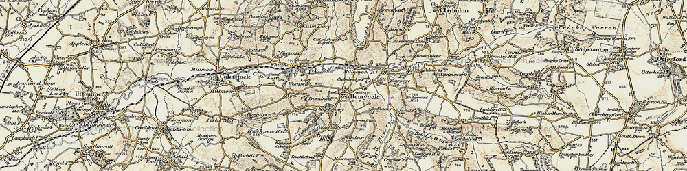 Old map of Hemyock in 1898-1900