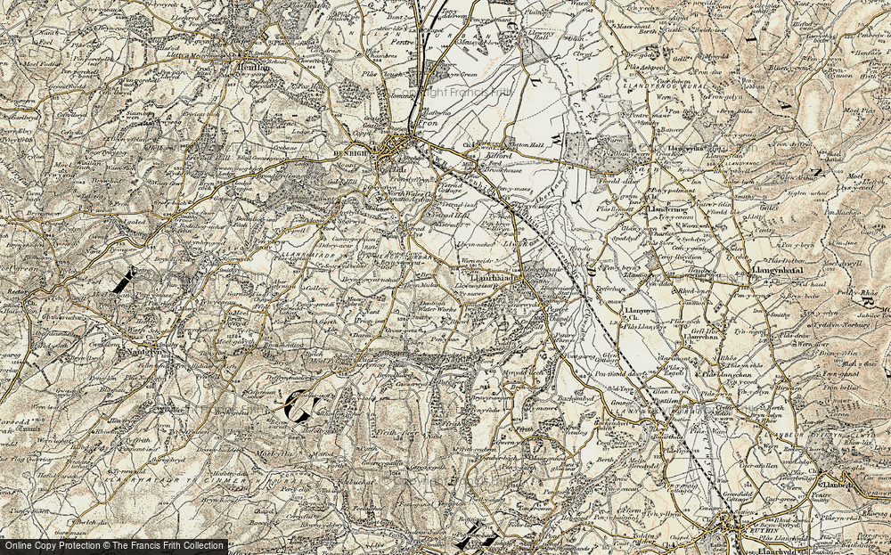 Old Map of Historic Map covering Ystrad Hall in 1902-1903