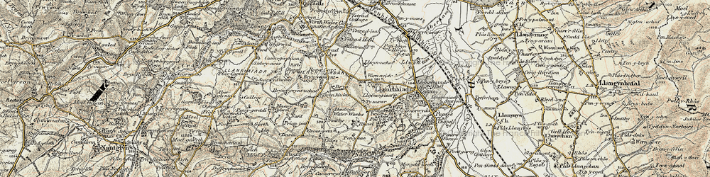 Old map of Ystrad Hall in 1902-1903