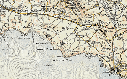 Old map of Trewavas Head in 1900