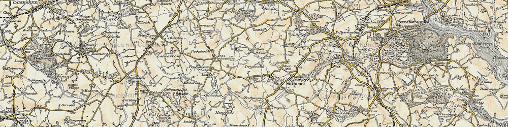 Old map of Hendra in 1900