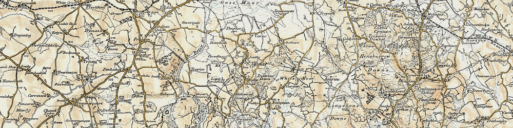 Old map of Trelavour Downs in 1900