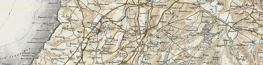 Old map of Hendra in 1900