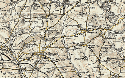 Old map of Hendrabridge in 1900