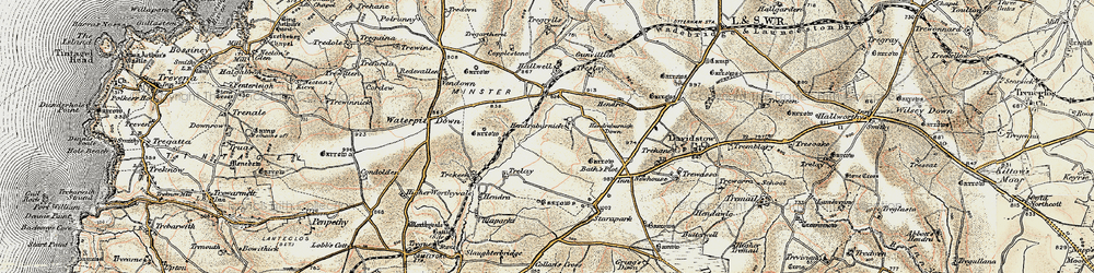 Old map of Hendraburnick in 1900
