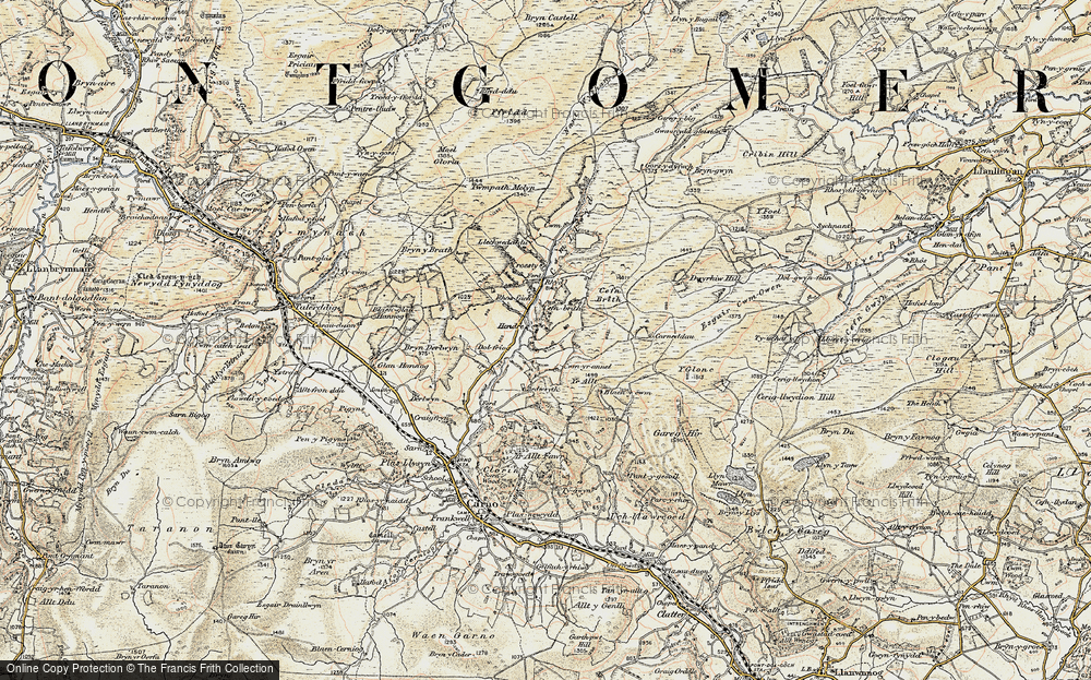 Old Map of Historic Map covering Montgomeryshire in 1902-1903