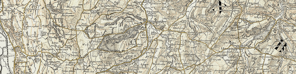 Old map of Afon Gallen in 1902-1903