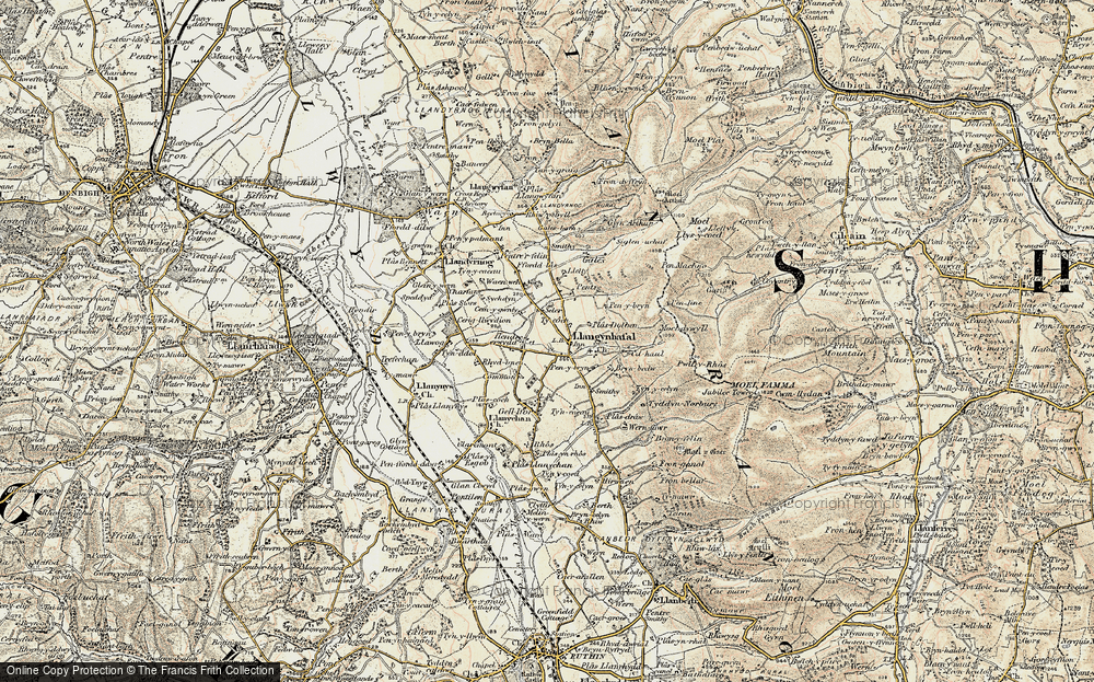 Old Map of Historic Map covering Bryn-bedw in 1902-1903