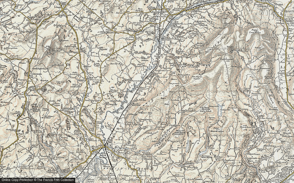 Old Map of Historic Map covering Blaennant Ddu in 1900-1901