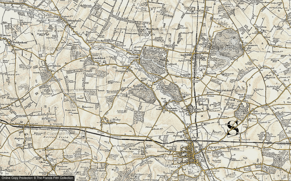 Old Map of Hengrave, 1901 in 1901