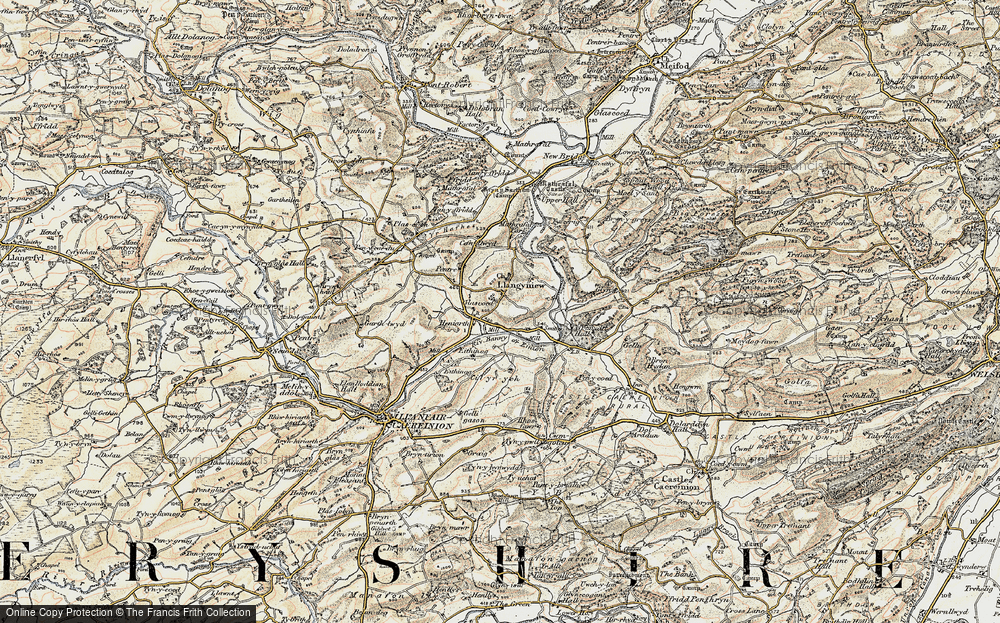 Old Map of Historic Map covering Afon Banwy neu Einion in 1902-1903