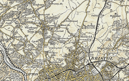 Old map of Henleaze in 1899