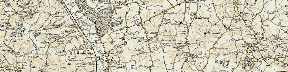 Old map of Witnesham Thicks in 1898-1901