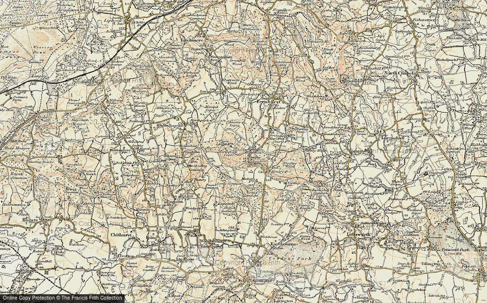Old Map of Historic Map covering Amon's Copse in 1897-1900