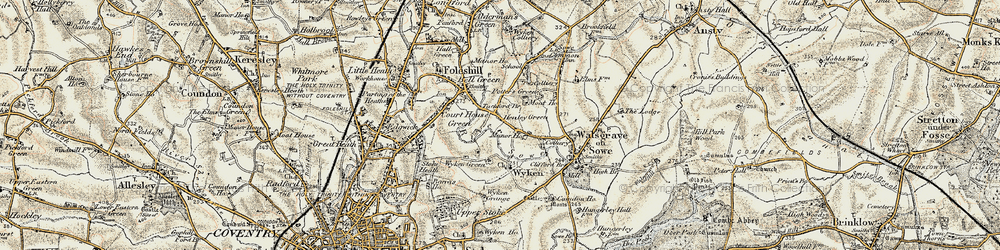Old map of Henley Green in 1901-1902