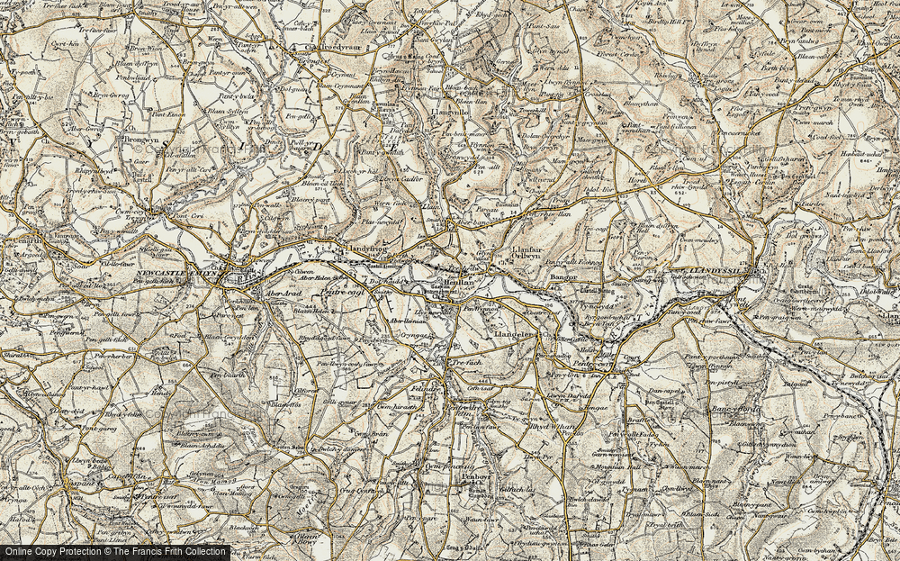 Old Map of Henllan, 1901 in 1901