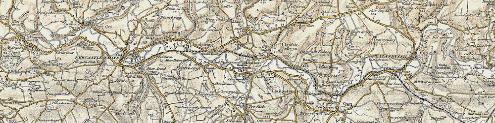 Old map of Henllan in 1901