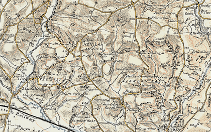Old map of Henllan Amgoed in 1901