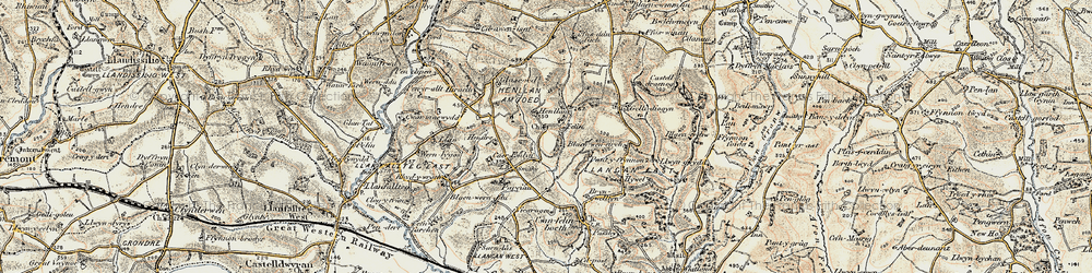 Old map of Henllan Amgoed in 1901
