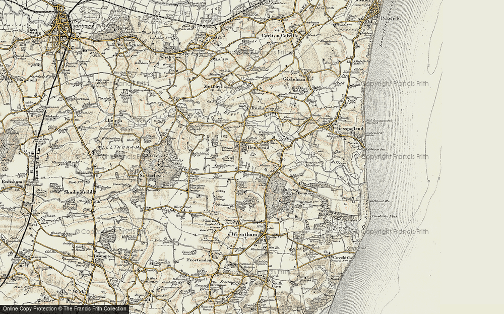 Old Map of Historic Map covering Benacre Wood in 1901-1902