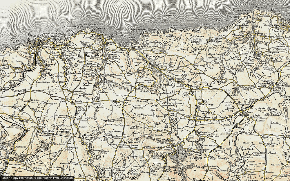 Old Map of Historic Map covering Bodstone Barton in 1900