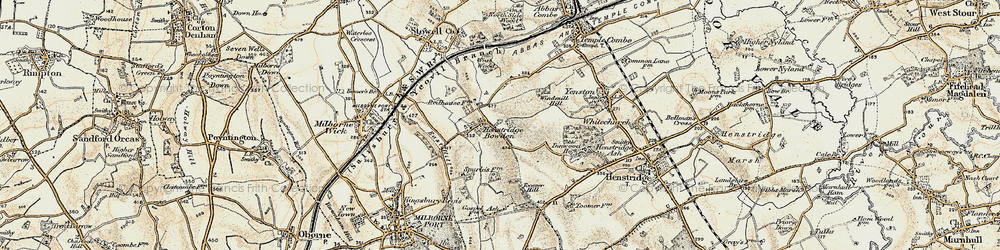 Old map of Henstridge Bowden in 1899