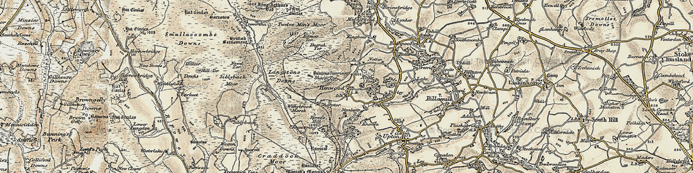 Old map of Henwood in 1900