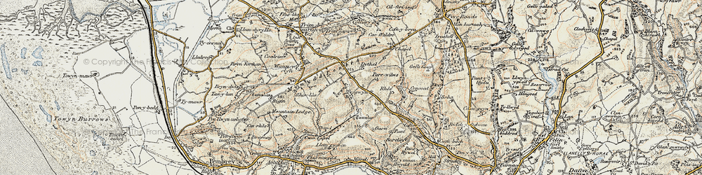 Old map of Heol-ddu in 1900-1901