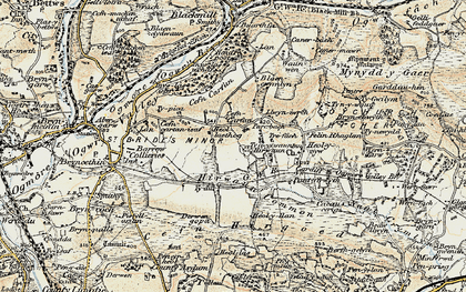 Old map of Heol-laethog in 1899-1900