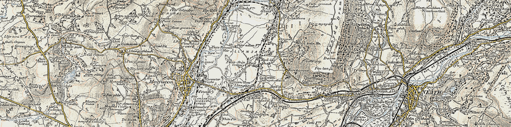 Old map of Heol Las in 1900-1901