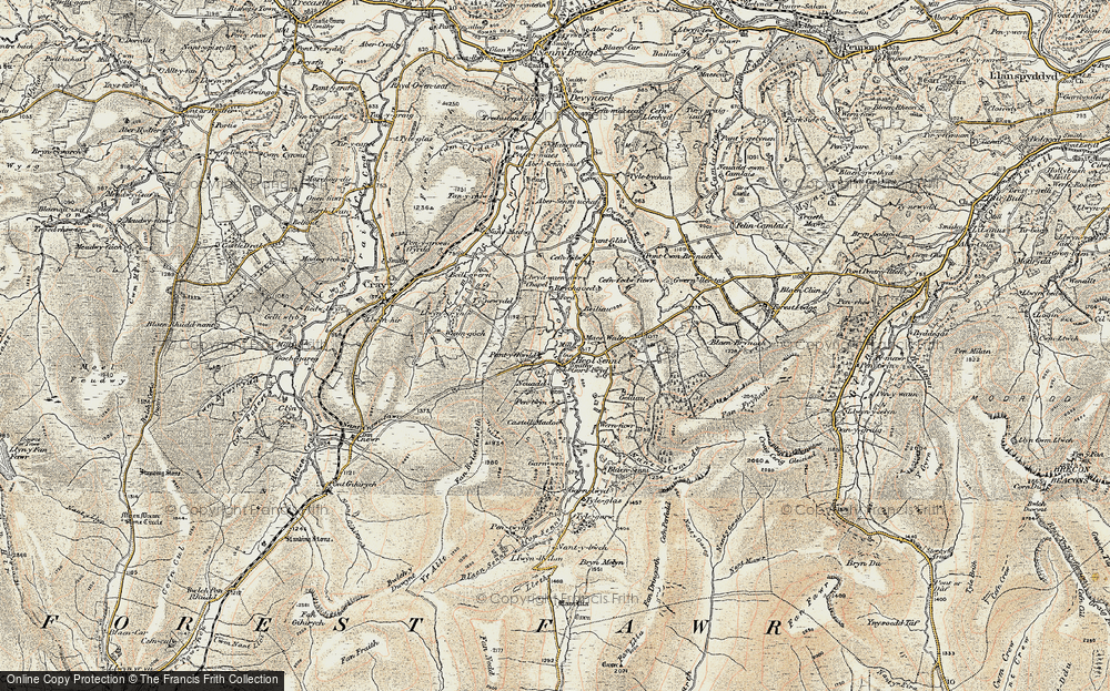Old Map of Historic Map covering Afon Senni in 1900-1901