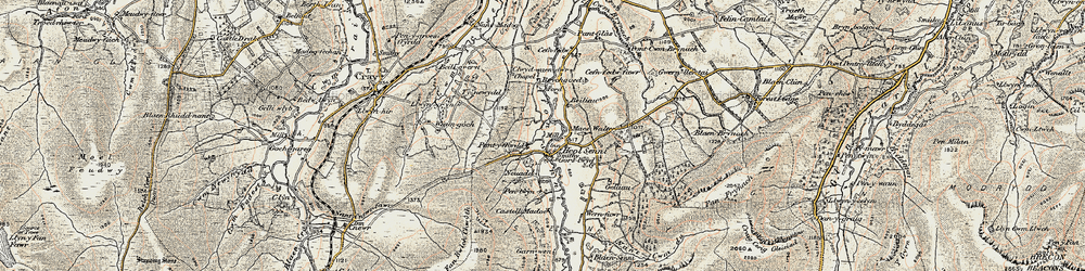 Old map of Heol Senni in 1900-1901