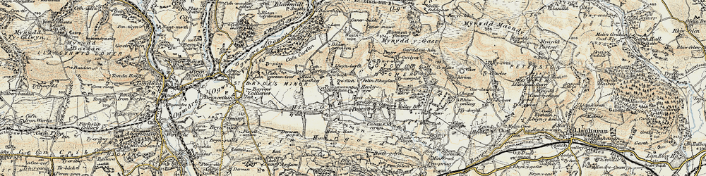 Old map of Heol-y-Cyw in 1899-1900