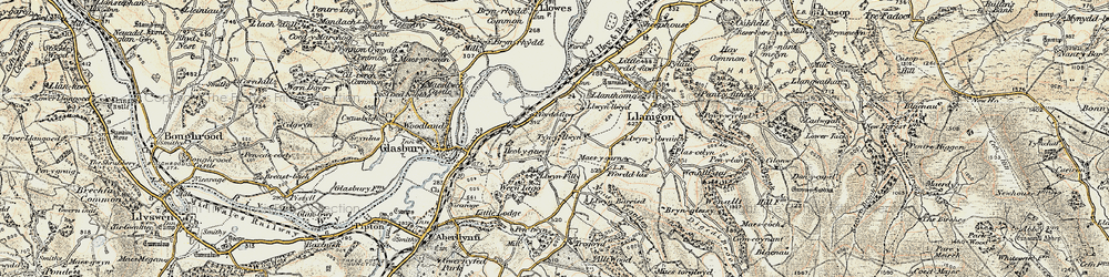 Old map of Heol-y-gaer in 1900-1902