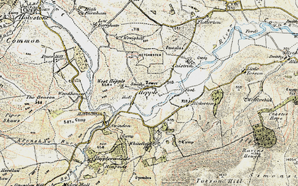 Old map of Hepple in 1901-1903