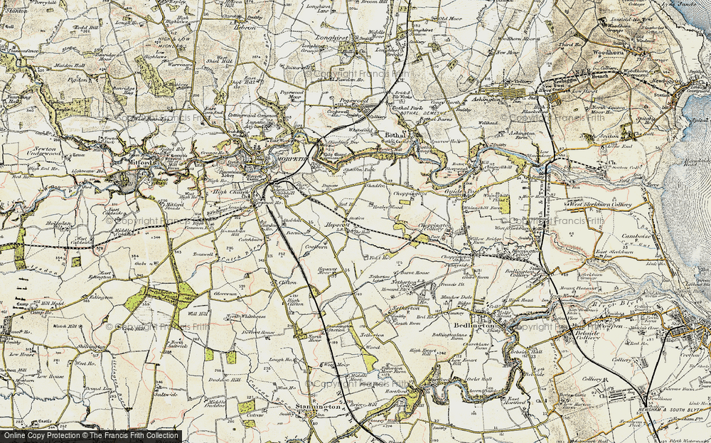 Old Map of Hepscott, 1901-1903 in 1901-1903