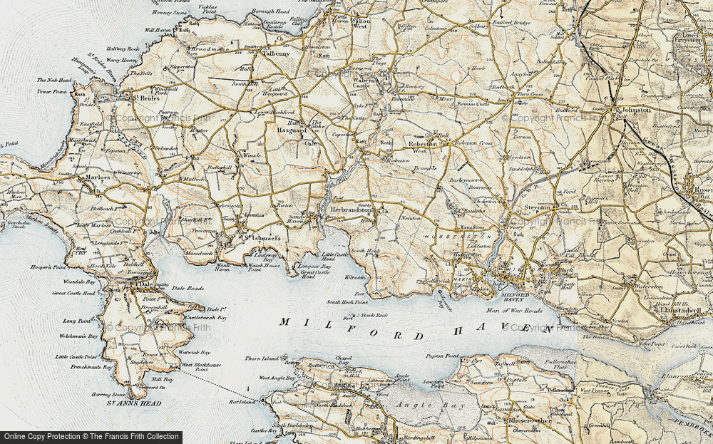 Old Map of Herbrandston, 0-1912 in 0-1912