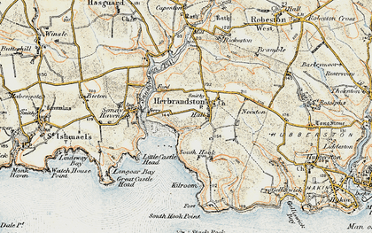 Old map of Herbrandston in 0-1912
