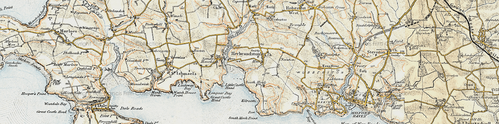 Old map of Herbrandston in 0-1912