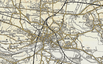 Old map of Hereford in 1899-1901