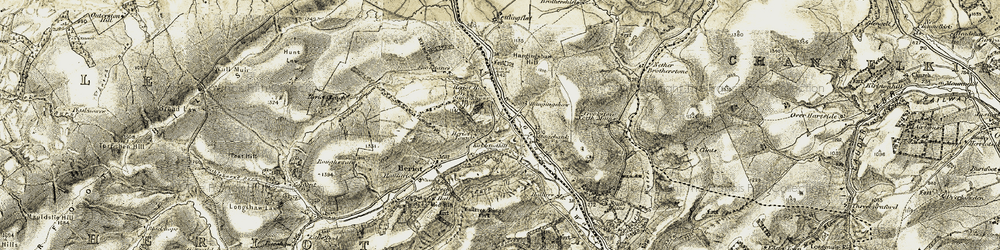 Old map of Borthwick Hall in 1903-1904