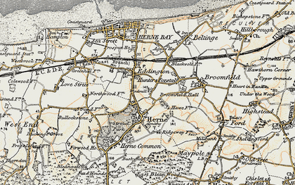 Old map of Herne in 1898-1899