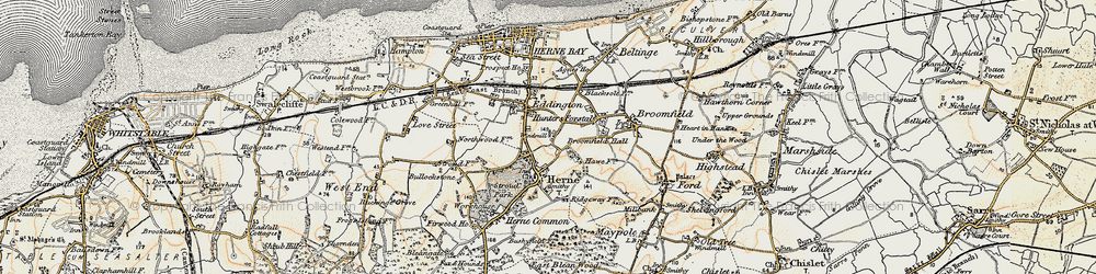 Old map of Herne in 1898-1899