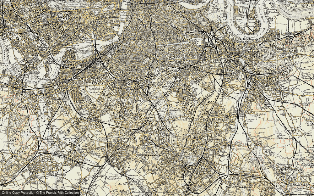 Old Map of Historic Map covering Brockwell Park in 1897-1902